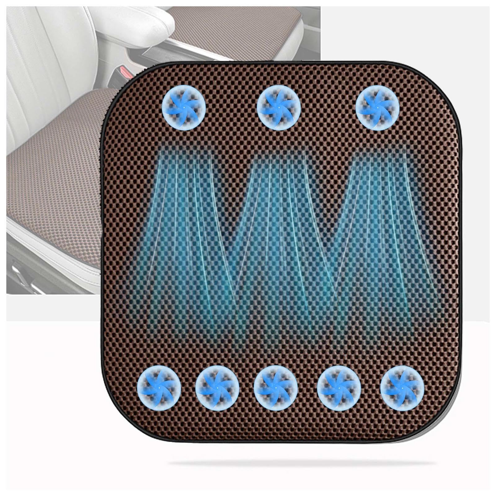 SJWJWOO Cooling Car Seat Cover Mit 8 Ventilatoren, USB-Anschluss, Auto Sitzbezüge 3 Kühlstufen Car Seat Cover für alle Autositze, Heim- und Bürostühle,Brown SJWJWOO Cooling Car Seat Cover Mit 8 Ventilatoren, USB-Anschluss, Auto Sitzbezüge 3 Kühlstufen Car Seat Cover für alle Autositze, Heim- und Bürostühle,Brown von SJWJWOO