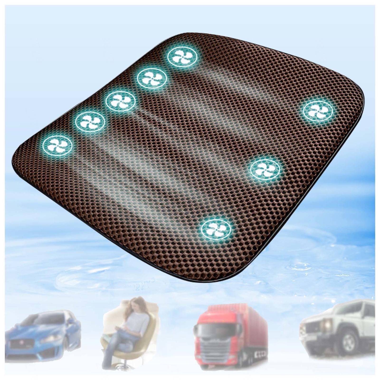 SJWJWOO Cooling Car Seat Cover Mit 8 Ventilatoren, USB-Anschluss, Sitzkühlung Auto 3 Kühlstufen Klima Sitzauflage Auto für Autos, SUV, LKW, Bürostuhl,Brown SJWJWOO Cooling Car Seat Cover Mit 8 Ventilatoren, USB-Anschluss, Sitzkühlung Auto 3 Kühlstufen Klima Sitzauflage Auto für Autos, SUV, LKW, Bürostuhl,Brown von SJWJWOO
