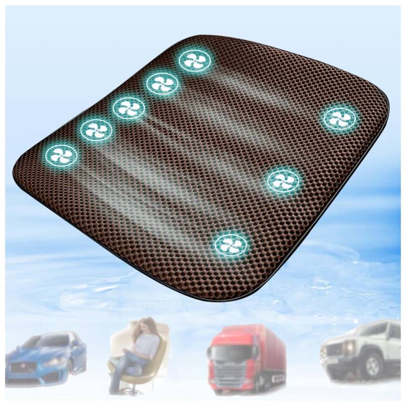 SJWJWOO Cooling Car Seat Cover Mit 8 Ventilatoren, USB-Anschluss, Sitzkühlung Auto 3 Kühlstufen Klima Sitzauflage Auto für Autos, SUV, LKW, Bürostuhl,Brown von SJWJWOO