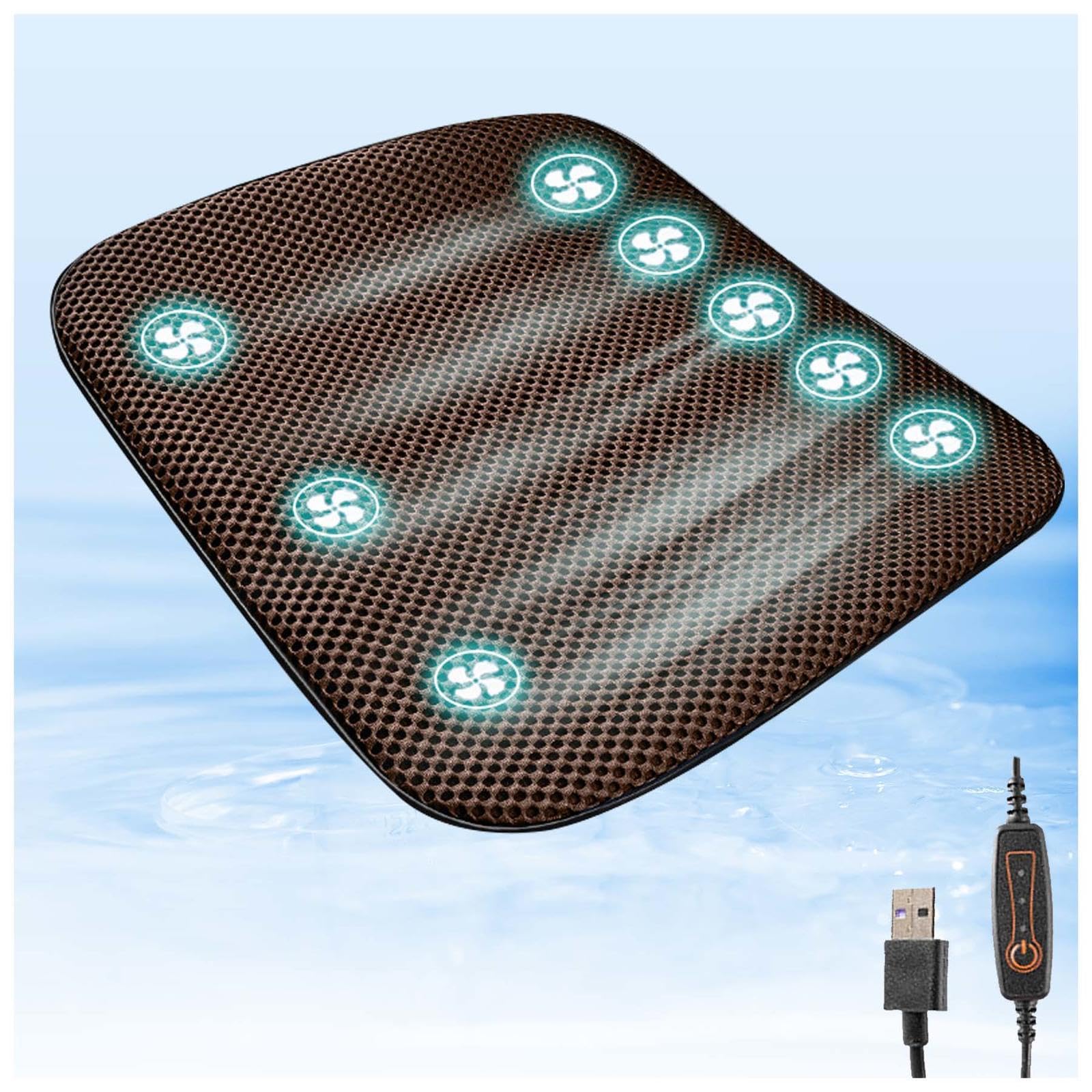 SJWJWOO Cooling Car Seat Cover USB-Anschluss, Mit 8 Ventilat, Kühlendes Autositzkissen 3 Kühlstufen Sitzauflage Kühlung für Autos, SUV, LKW, Bürostuhl,Brown SJWJWOO Cooling Car Seat Cover USB-Anschluss, Mit 8 Ventilat, Kühlendes Autositzkissen 3 Kühlstufen Sitzauflage Kühlung für Autos, SUV, LKW, Bürostuhl,Brown von SJWJWOO