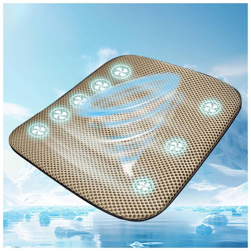 SJWJWOO Klima Sitzauflage Auto Mit 8 Ventilatoren, USB-Anschluss, Autositzauflage Vordersitze 3 Kühlstufen Cooling Car Seat Cover für alle Autositze, Heim- und Bürostühle,Beige von SJWJWOO
