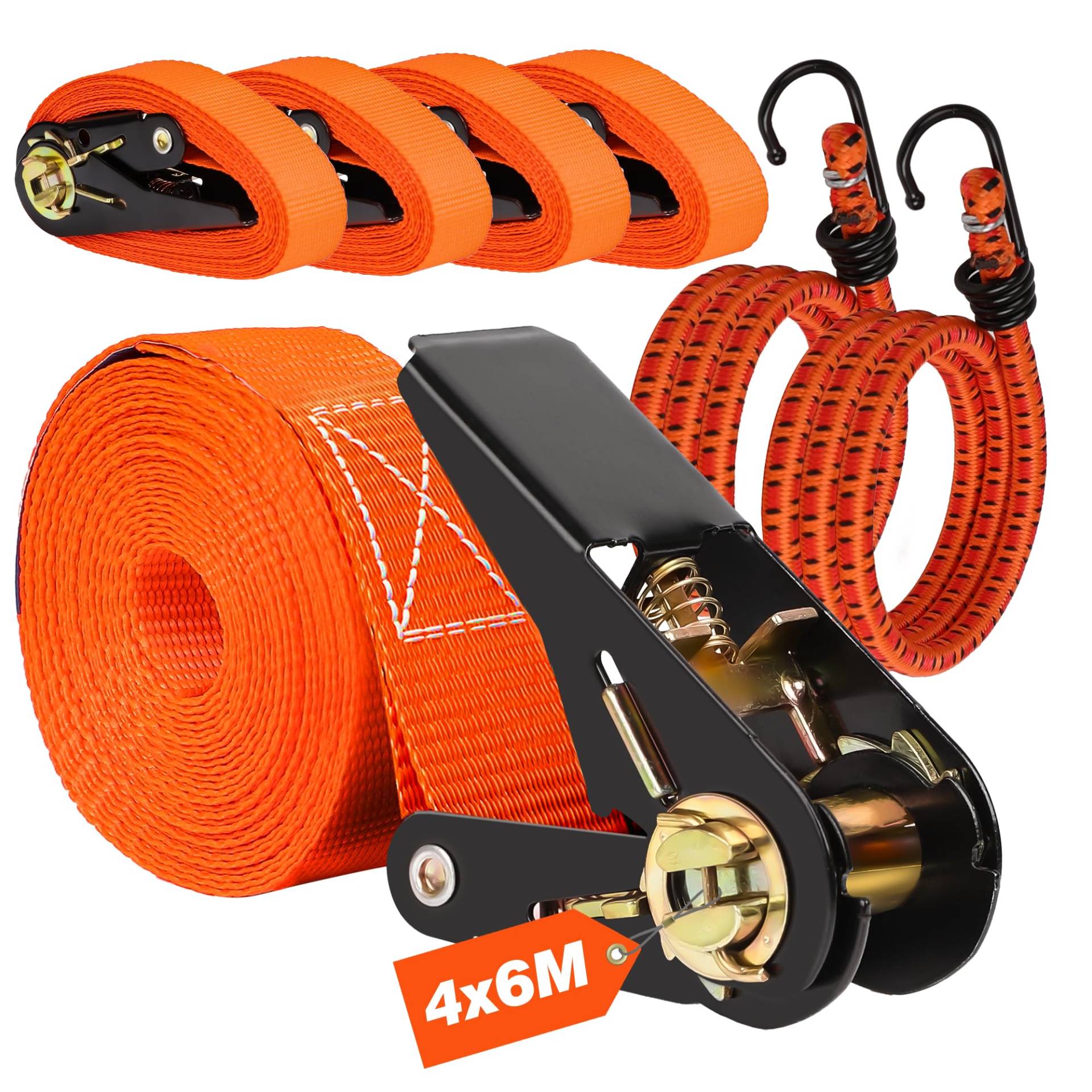 SKERITO Spanngurte mit Ratsche with 2 Gummibänder Spanngurte 6m 4 Stück Spanngurt TÜV G/S Zertifiziert Starkes und Wetterfestes Zurrgurte mit Ratsche 800 kg Belastbarkeit Orange SKERITO Spanngurte mit Ratsche with 2 Gummibänder Spanngurte 6m 4 Stück Spanngurt TÜV G/S Zertifiziert Starkes und Wetterfestes Zurrgurte mit Ratsche 800 kg Belastbarkeit Orange von SKERITO