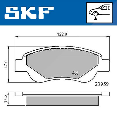 Skf Bremsbelagsatz, Scheibenbremse [Hersteller-Nr. VKBP80037] für Citroën, Peugeot, Toyota von SKF