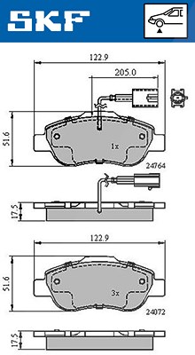 Skf Bremsbelagsatz, Scheibenbremse [Hersteller-Nr. VKBP80313E] für Fiat, Ford von SKF