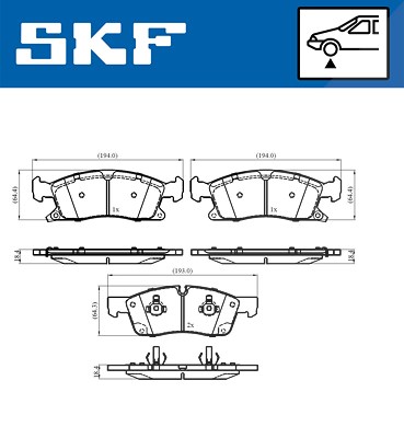Skf Bremsbelagsatz, Scheibenbremse [Hersteller-Nr. VKBP80639A] für Jeep von SKF