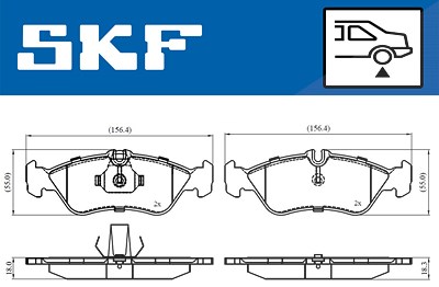 Skf Bremsbelagsatz, Scheibenbremse [Hersteller-Nr. VKBP90362] für Mercedes-Benz, Puch, VW von SKF
