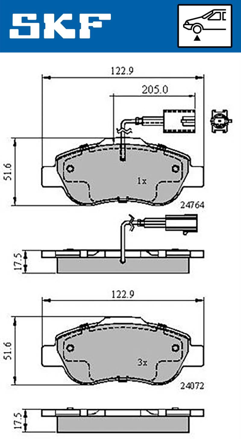 Bremsbelagsatz, Scheibenbremse Vorderachse SKF VKBP 80313 E von SKF