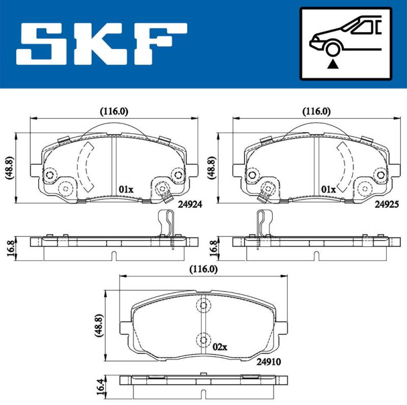 Bremsbelagsatz, Scheibenbremse Vorderachse SKF VKBP 80567 A von SKF