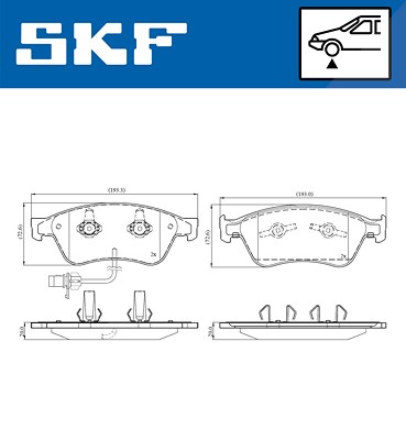 Skf Bremsbelagsatz, Scheibenbremse [Hersteller-Nr. VKBP81044E] für Audi, VW von SKF