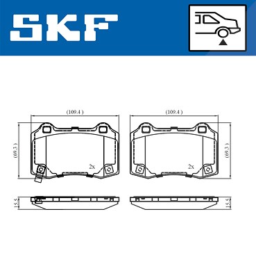 Skf Bremsbelagsatz, Scheibenbremse [Hersteller-Nr. VKBP90849A] für Hyundai, Jeep, Tesla von SKF