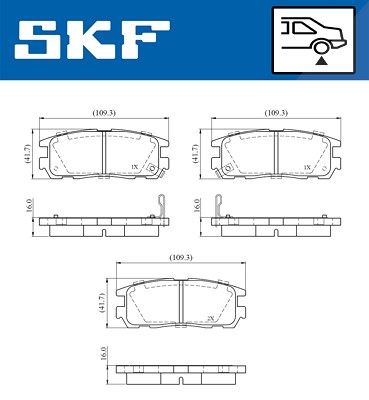 Skf Bremsbelagsatz, Scheibenbremse [Hersteller-Nr. VKBP90874A] für Isuzu, Opel von SKF