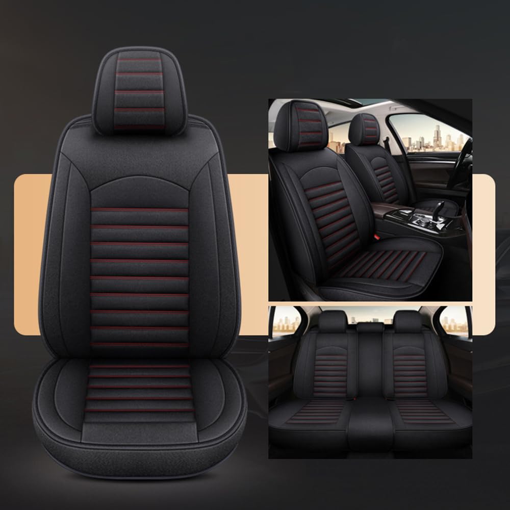 Autositzbezüge Set Für Hyundai Veloster 2010-2015, Auto-Sitzbezug-Set - Atmungsaktiv - Seitenairbag-kompatibel, Geeignet für Alle Jahreszeiten,Black+Red von SKIHOT
