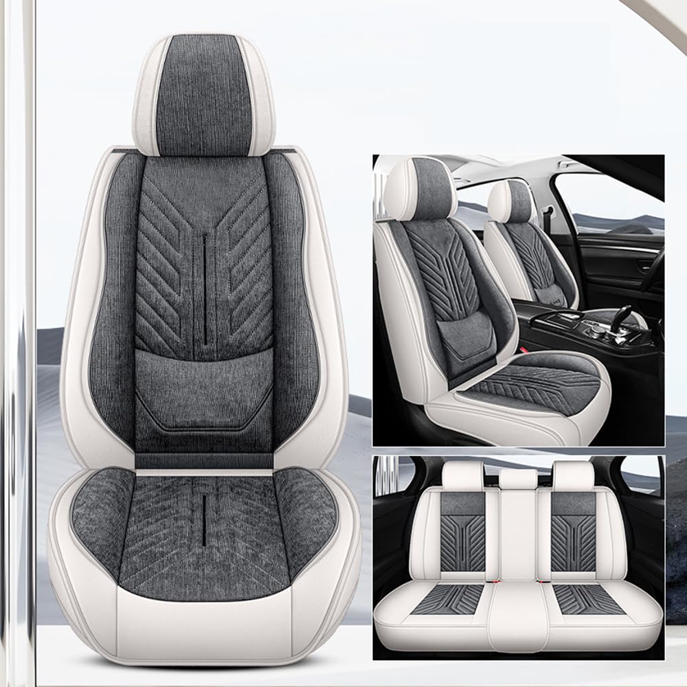 Autositzbezüge Set Für KIA Sportage 2023-2024, Leder Auto-Sitzbezug-Set - Wasserdicht und Atmungsaktiv - Seitenairbag-kompatibel, Geeignet für Alle Jahreszeiten,White+Gray Autositzbezüge Set Für KIA Sportage 2023-2024, Leder Auto-Sitzbezug-Set - Wasserdicht und Atmungsaktiv - Seitenairbag-kompatibel, Geeignet für Alle Jahreszeiten,White+Gray von SKIHOT