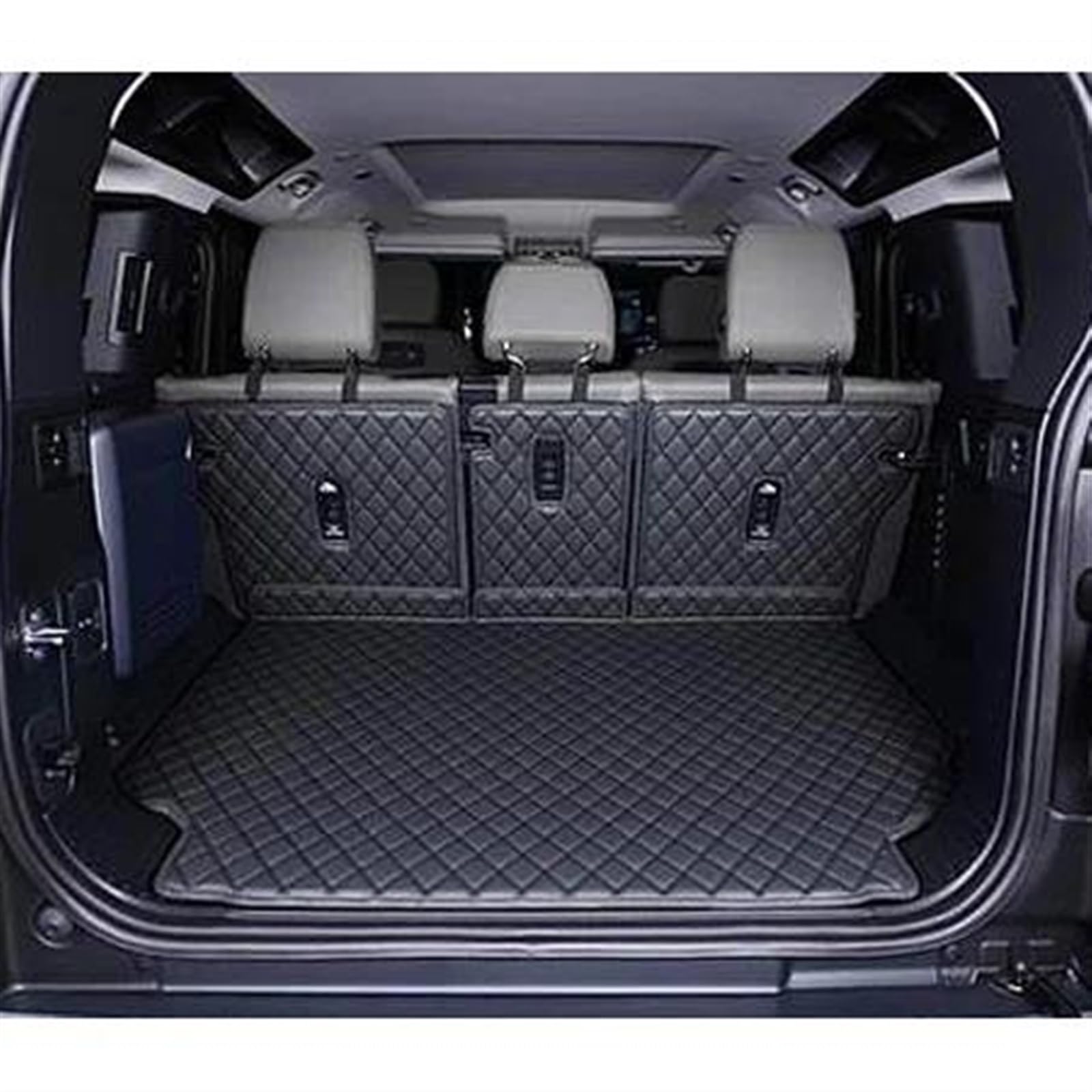 Kofferraummatte Auto Spezielle Kofferraummatten Für Land Für Range Für Rover Für Defender 110 2021 2022, Langlebige Cargo-Liner-Kofferraumteppiche Kofferraumschutzdecke (Color : Schwarz) von SKINII