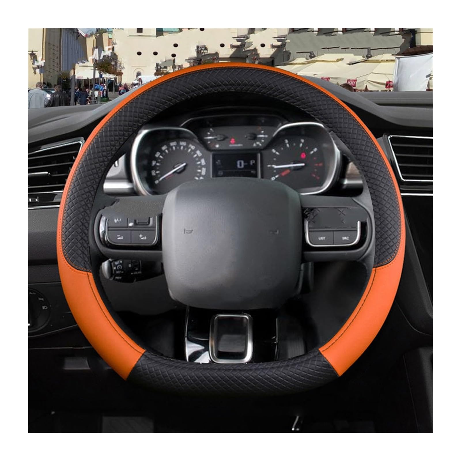 Lenkrad Abdeckung Für Citroen C3 Für C3 Für Picasso Für Aircross Für Pluriel DS3 DS5 Auto Lenkrad Abdeckung Auto Lenkradhüllen (Farbe : D Shape Orange) von SKINII