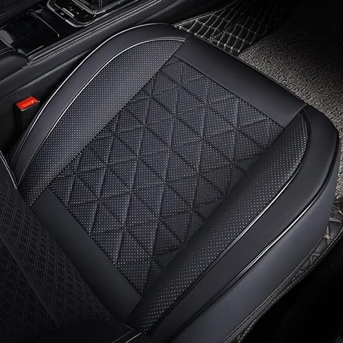 SKINII Universal Front Autositzbezug PU Leder Autos Sitzkissen Autositzschutz Stuhl Pad Matte Sitzschoner Komplettset (Color : 1 Black Front) von SKINII