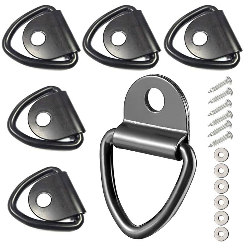 6 Stück Zurröse 62 x 54 mm, Aufbauring Anhänger, Zurrösen für Anhänger, Haken Zurring Zurrmulden, Edelstahl Zurring, Zurröse Aufbauring, für Ladungssicherung in PKWs, Kajak und Anhängern, Schwarz von SKLO