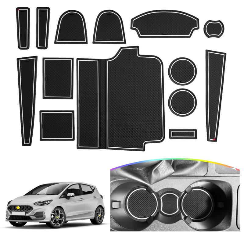 SKTU Antirutschmatten kompatibel mit Ford Fiesta ST MK8 2017-2023 2024 Gummimatten Türschlitzmatte (Weiss) von SKTU