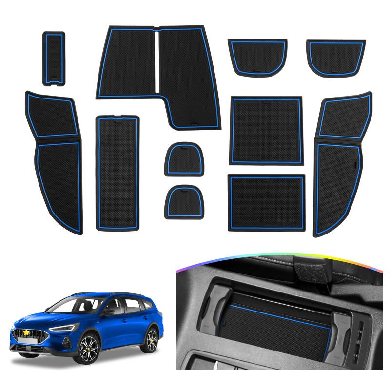 SKTU Antirutschmatten kompatibel mit Ford Focus Active 2022-2023 2024 Gummimatten Türschlitzmatte (Blau) von SKTU