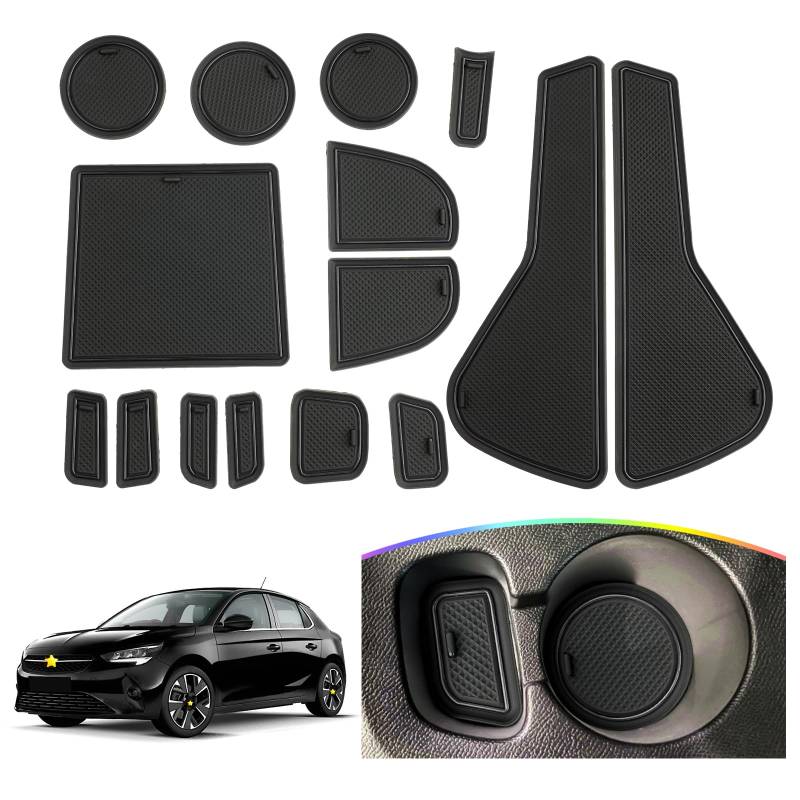 SKTU Antirutschmatten kompatibel mit Opel Corsa F 2020-2024 2025 (Manuelle Schaltgetriebe) Gummimatten Türschlitzmatte (Schwarz) von SKTU