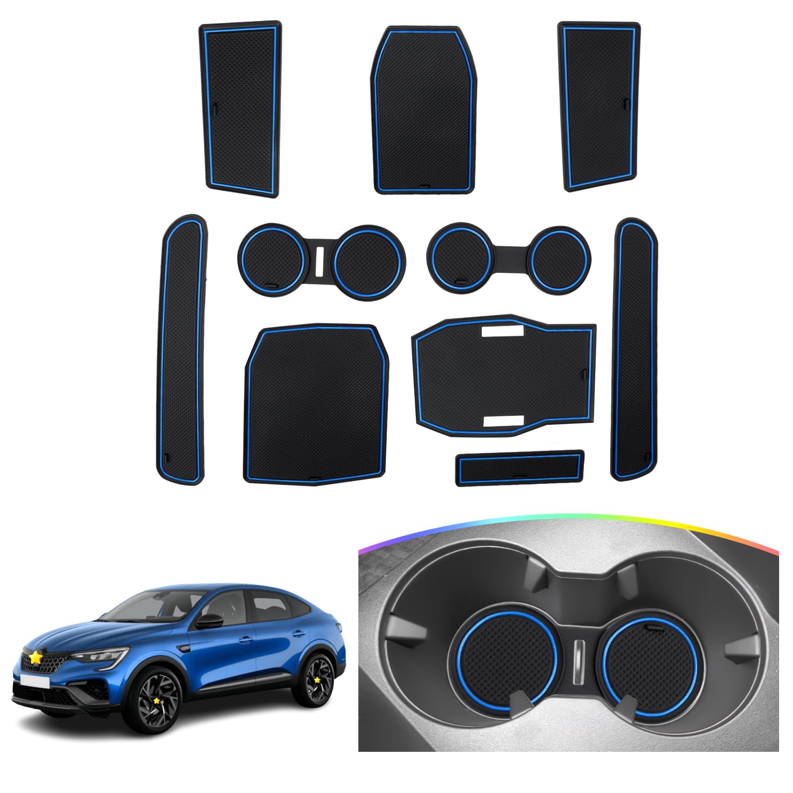 SKTU Antirutschmatten kompatibel mit Renault Austral E-Tech Hybrid 2022-2024 Automatikgetriebe Gummimatten Türschlitzmatte Blau SKTU Antirutschmatten kompatibel mit Renault Austral E-Tech Hybrid 2022-2024 Automatikgetriebe Gummimatten Türschlitzmatte Blau von SKTU