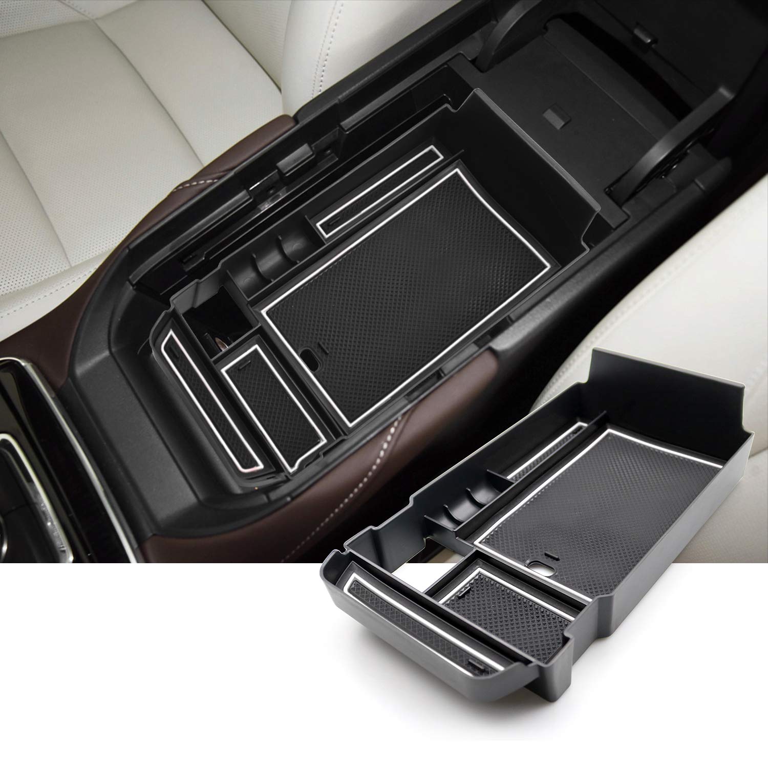 SKTU Armlehne Aufbewahrungsbox kompatibel mit Mazda CX-30 2019-2023 Handschuhfach Multifunktions-Aufbewahrungsbox für Mittelkonsolen mit Anti-Rutsch-Auflage (Weiß) von SKTU
