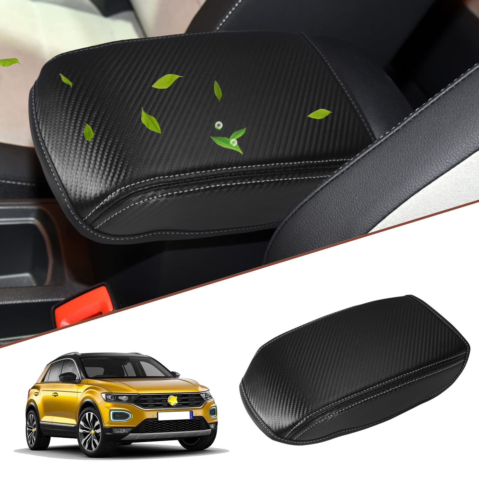 SKTU Armlehnenbezug kompatibel mit VW T-ROC 2018-2023 2024 Auto Mittelarmlehne Abdeckung Armlenenabdeckung Armrest Cover von SKTU