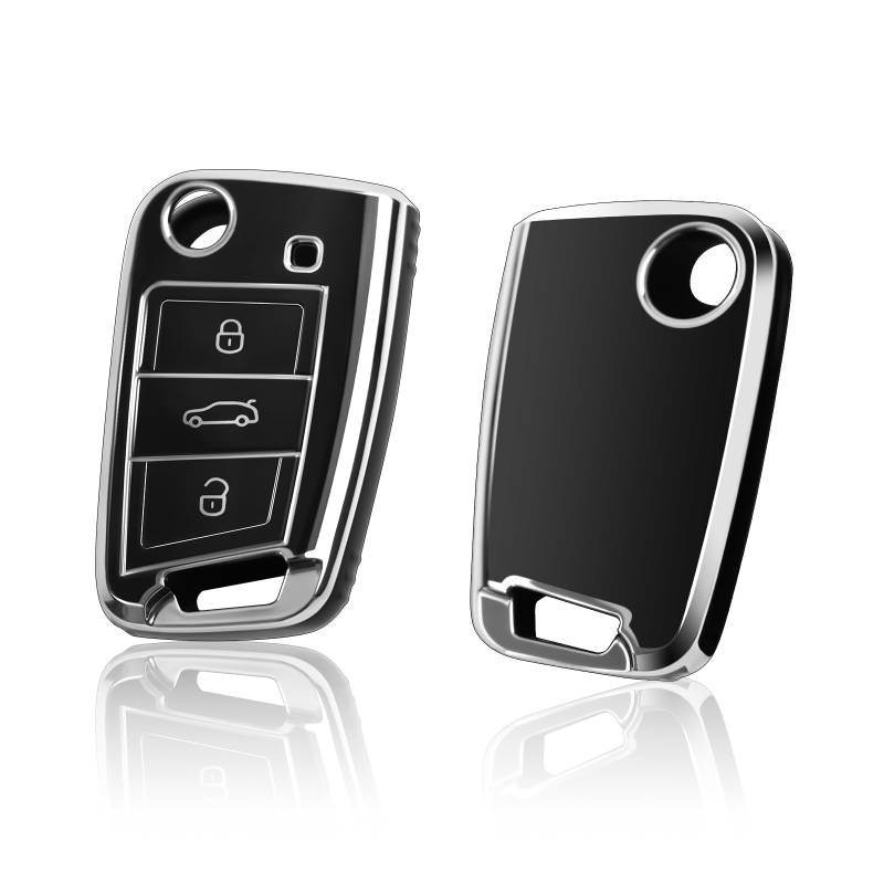 SKTU Auto Schlüsselhülle für V * W T-Cr0ss Tiguαn 2 T-R0C TPU Autoschlüssel Hülle Schwarz von SKTU