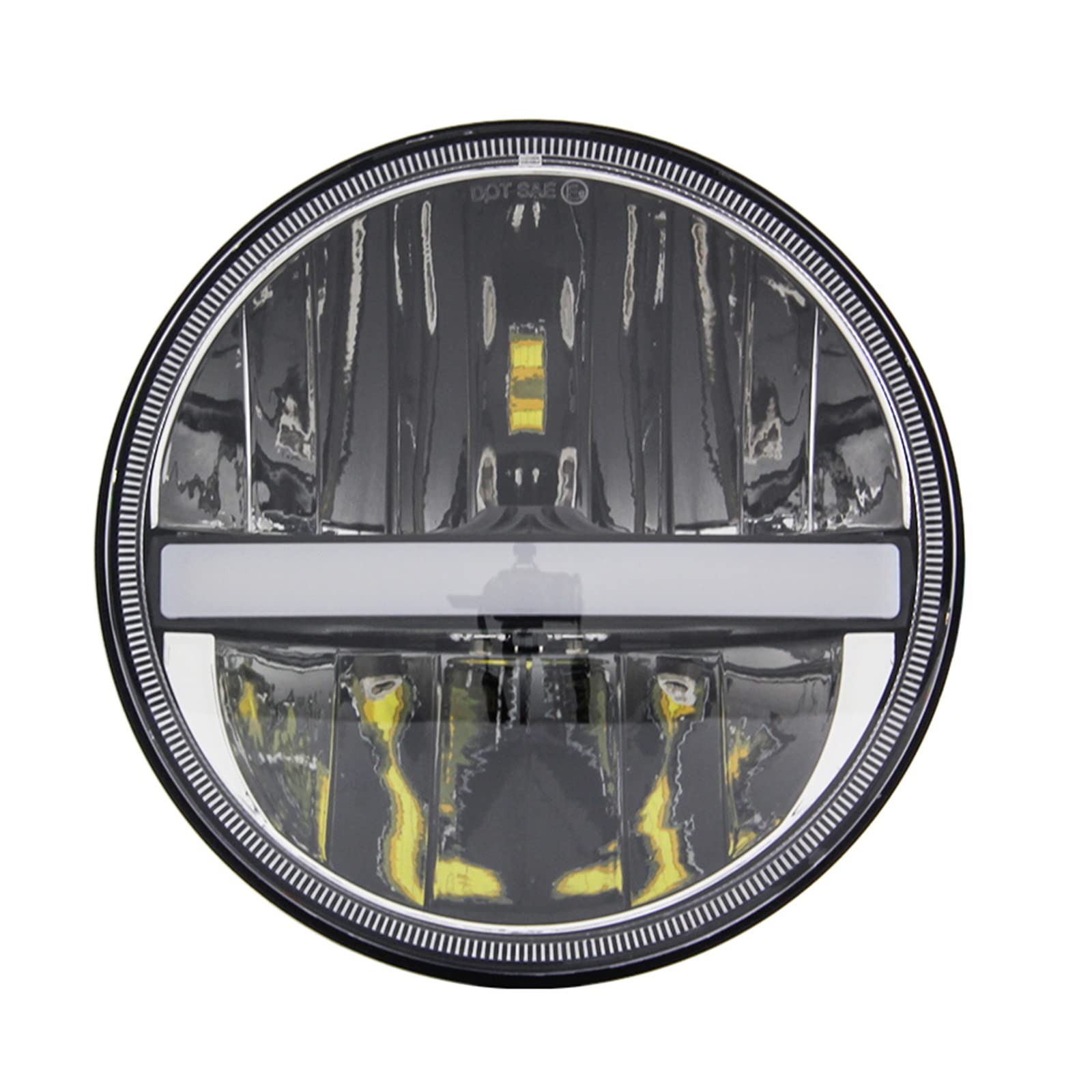 Runde LED-Scheinwerfer mit Tagfahrlicht mit Fern-/Abblendlicht für Motorrad, 17,8 cm von SKUNTUGUANG