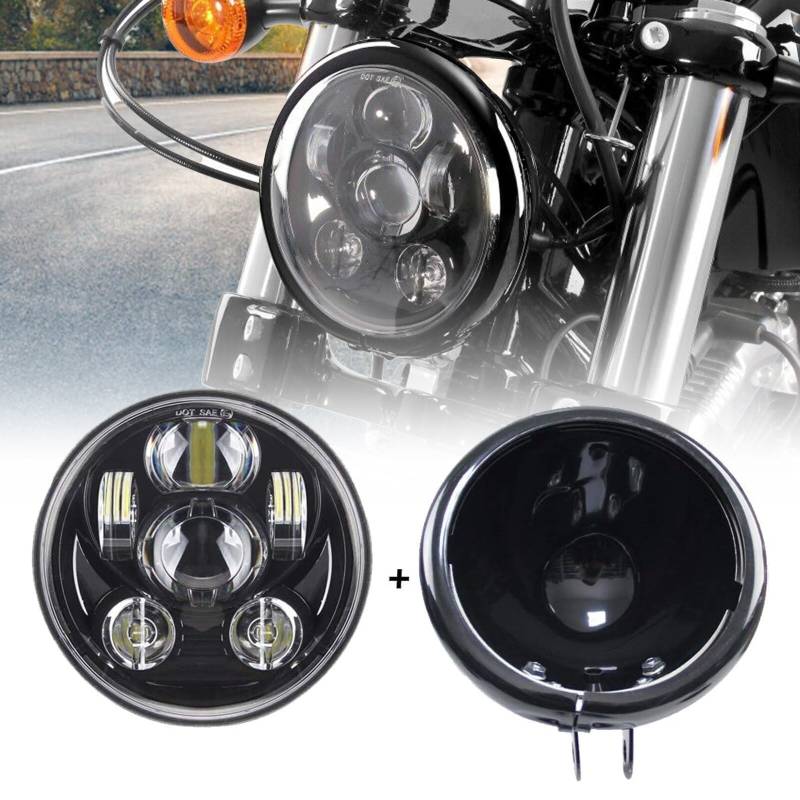 SKUNTUGUANG 14,6 cm Scheinwerfergehäuse mit 14,6 cm LED-Scheinwerfer für Harley Projektor, schwarz von SKUNTUGUANG