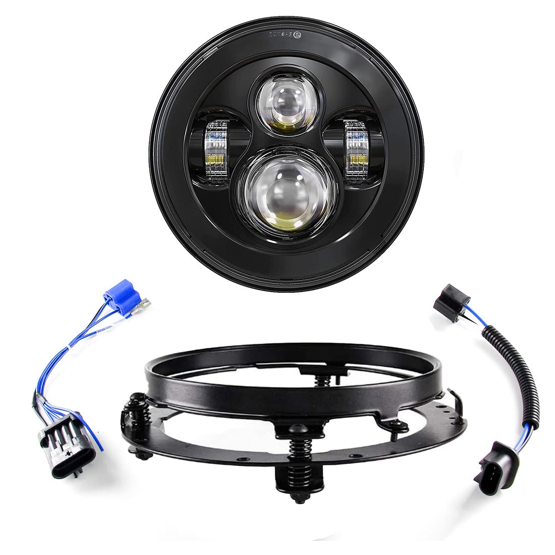 SKUNTUGUANG 7 Zoll LED Scheinwerfer mit Halterungsring für Road King, Road Glide, Street Glide und Electra Glide Motorradscheinwerfer (schwarz) von SKUNTUGUANG