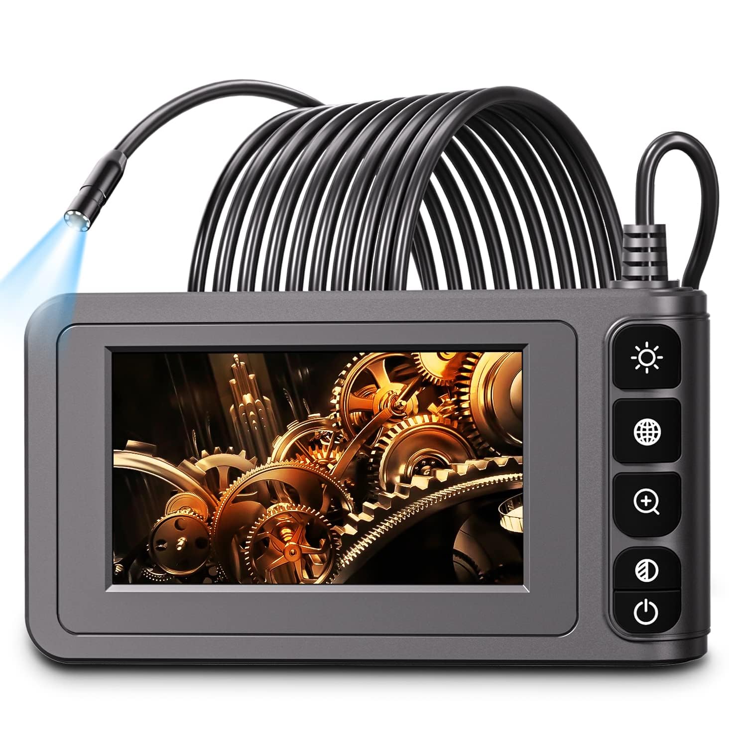 Endoskop mit Licht, SKYBASIC Digitale Endoskopkamera 4,3" LCD Bildschirm HD 7.9mm Inspektionskamera IP67 Wasserdicht Rohrkamera Endoskop Kamera mit 8 LED-Leuchten 3 Helligkeiten Einstellbar (C20-5M) von SKYBASIC