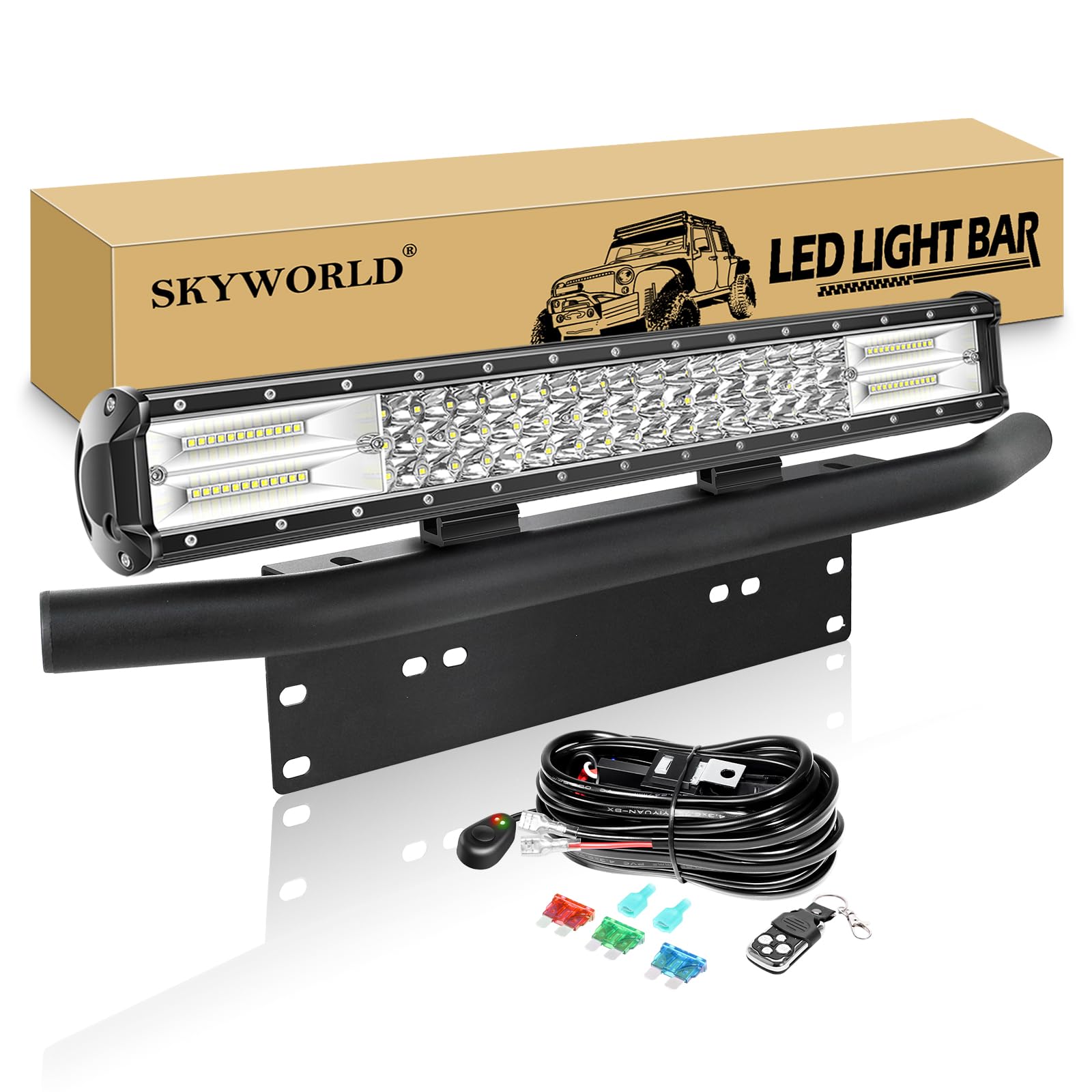 SKYWORLD LED Arbeitsscheinwerfer Bar, 51cm 288W Zusatzscheinwerfer LED Scheinwerfe, kennzeichenhalter nummernschildhalter mit 12V Blitz kabelbaum kit für Auto SUV ATV UTV LKW 4x4 Nebelscheinwerfer SKYWORLD LED Arbeitsscheinwerfer Bar, 51cm 288W Zusatzscheinwerfer LED Scheinwerfe, kennzeichenhalter nummernschildhalter mit 12V Blitz kabelbaum kit für Auto SUV ATV UTV LKW 4x4 Nebelscheinwerfer von SKYWORLD