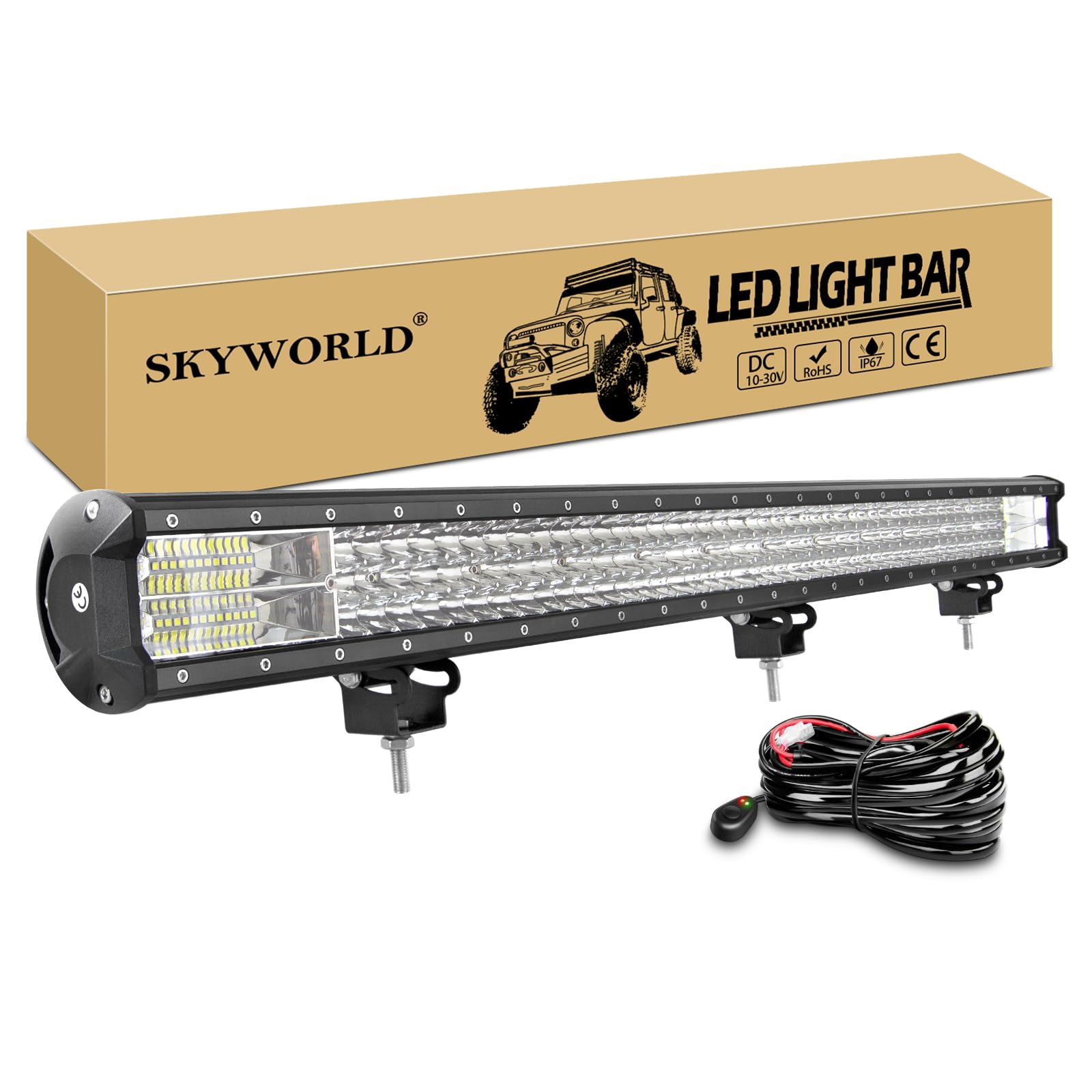 SKYWORLD 100 cm 540W LED Arbeitsscheinwerfer Bar Zusatzscheinwerfer LED Light Bar Auto Scheinwerfer Offroad Flutlicht Spotlight mit Kabelbaum für Auto Offroad SUV UTV ATV 12V 24V von SKYWORLD