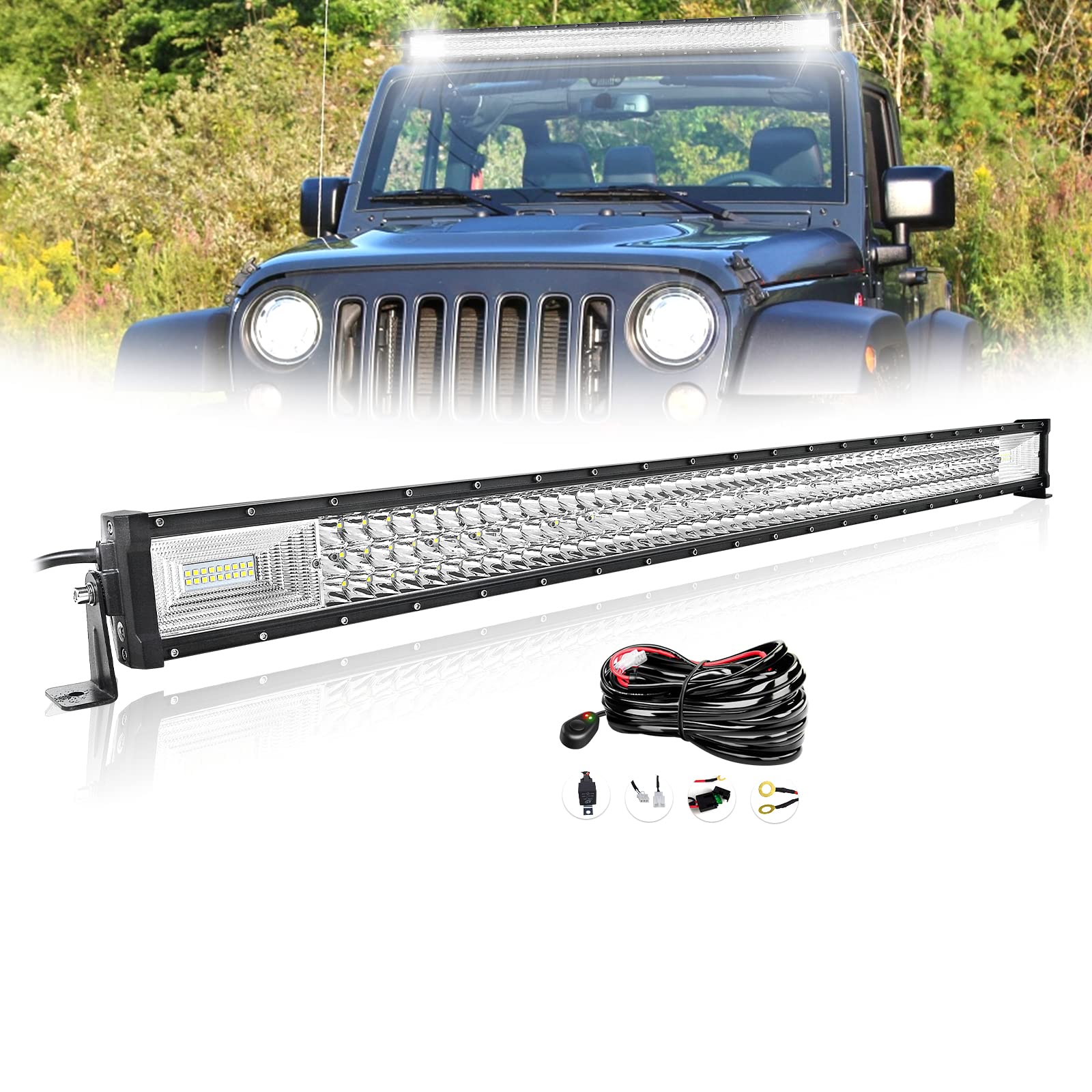 SKYWORLD 106CM 540W Led Arbeitsscheinwerfer Bar 12V 42" Gerade kombistrahl Led Arbeitslicht Zusatzscheinwerfer Flutlicht Offroad 24V Wasserdicht IP67 mit Kabelbaum Flutlicht 6000K für 4x4 Auto Trailer von SKYWORLD