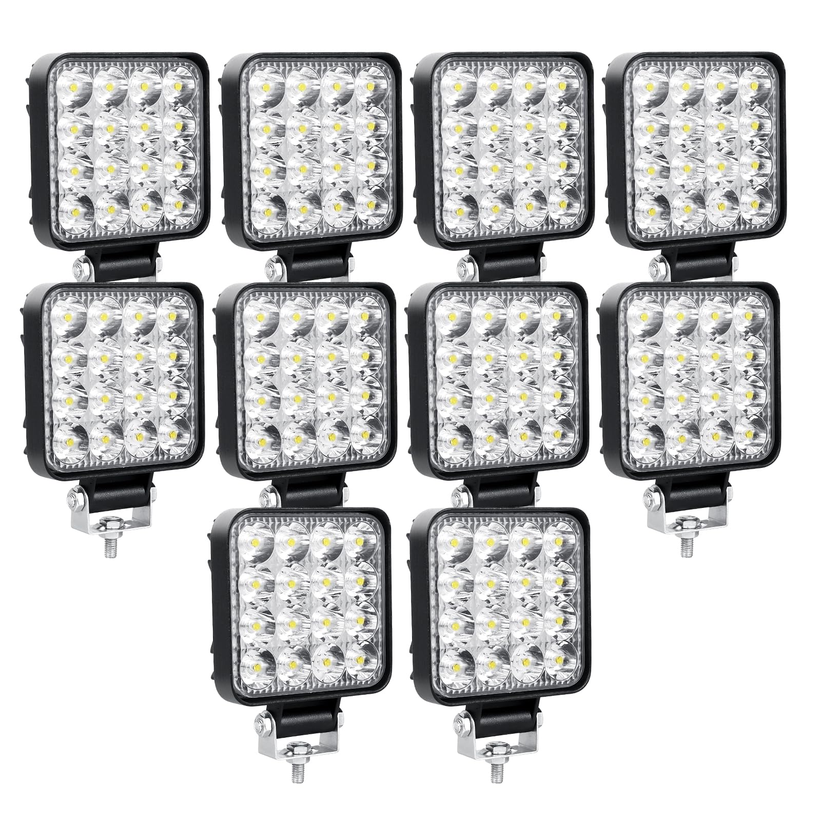 SKYWORLD 10pcs 12V led strahler kfz, 3.34 Zoll 48W Mini Spot scheinwerfer auto offroad beleuchtung nebelscheinwerfer für SUV ATV Traktor LKW 4x4, 6000K Weiß, led arbeitsscheinwerfer, led arbeitslicht von SKYWORLD