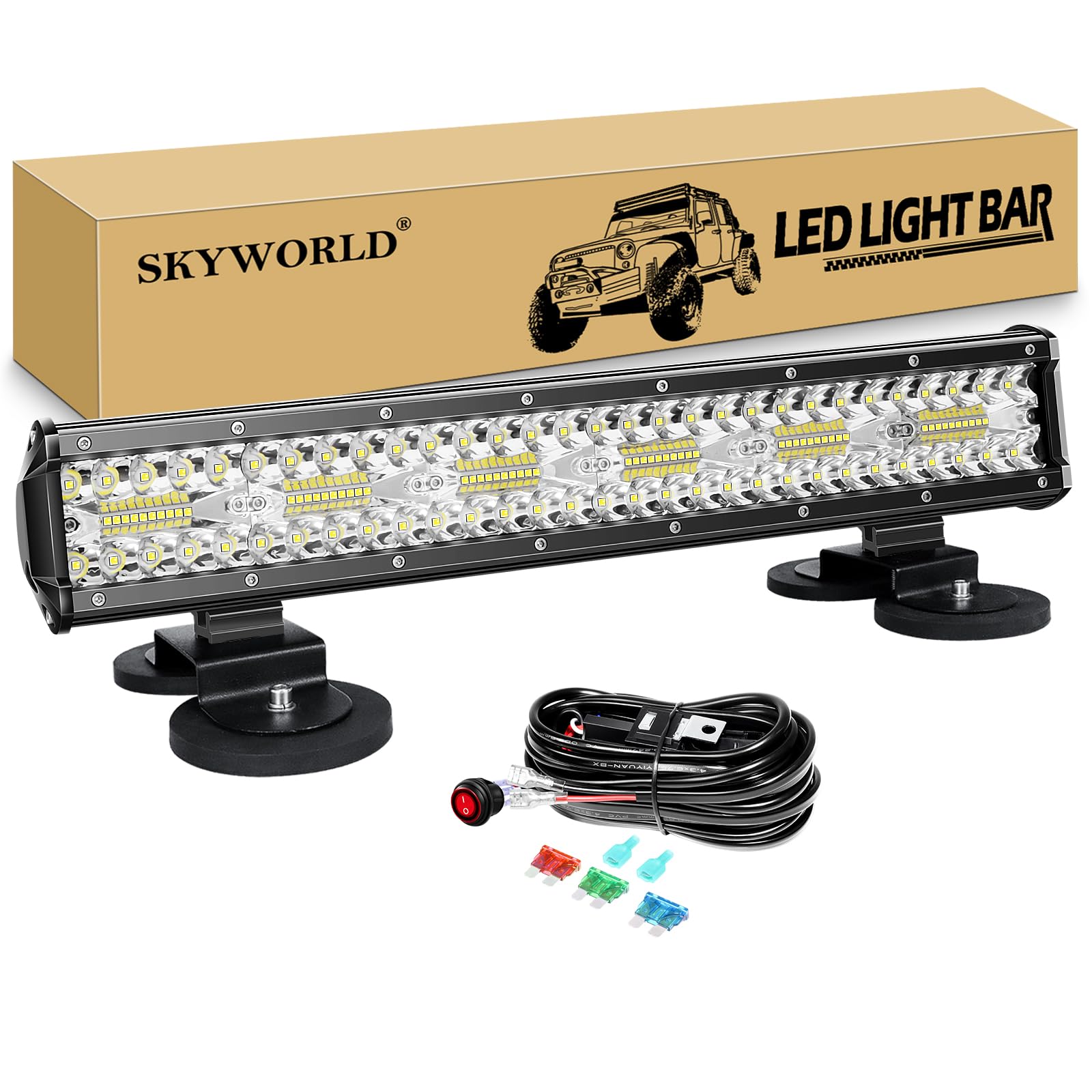 SKYWORLD 18 Zoll 46 cm 360W Led Lichtbalken Mit 12V Kabelbaum, Magnet halterungen, Offroad beleuchtung led arbeitsscheinwerfer bar für SUV ATV Traktor LKW 4x4 Auto, 6000K Weiß Nebelscheinwerfer SKYWORLD 18 Zoll 46 cm 360W Led Lichtbalken Mit 12V Kabelbaum, Magnet halterungen, Offroad beleuchtung led arbeitsscheinwerfer bar für SUV ATV Traktor LKW 4x4 Auto, 6000K Weiß Nebelscheinwerfer von SKYWORLD