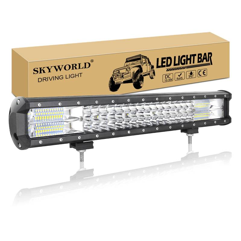 SKYWORLD LED Arbeitsscheinwerfer Bar 52cm 288W Zusatzscheinwerfer 12V 24V IP67 Wasserdicht Flutlicht Reflektor Combo LED Scheinwerfer Arbeitslicht Offroad Lightbar Auto Traktor SUV UTV ATV von SKYWORLD