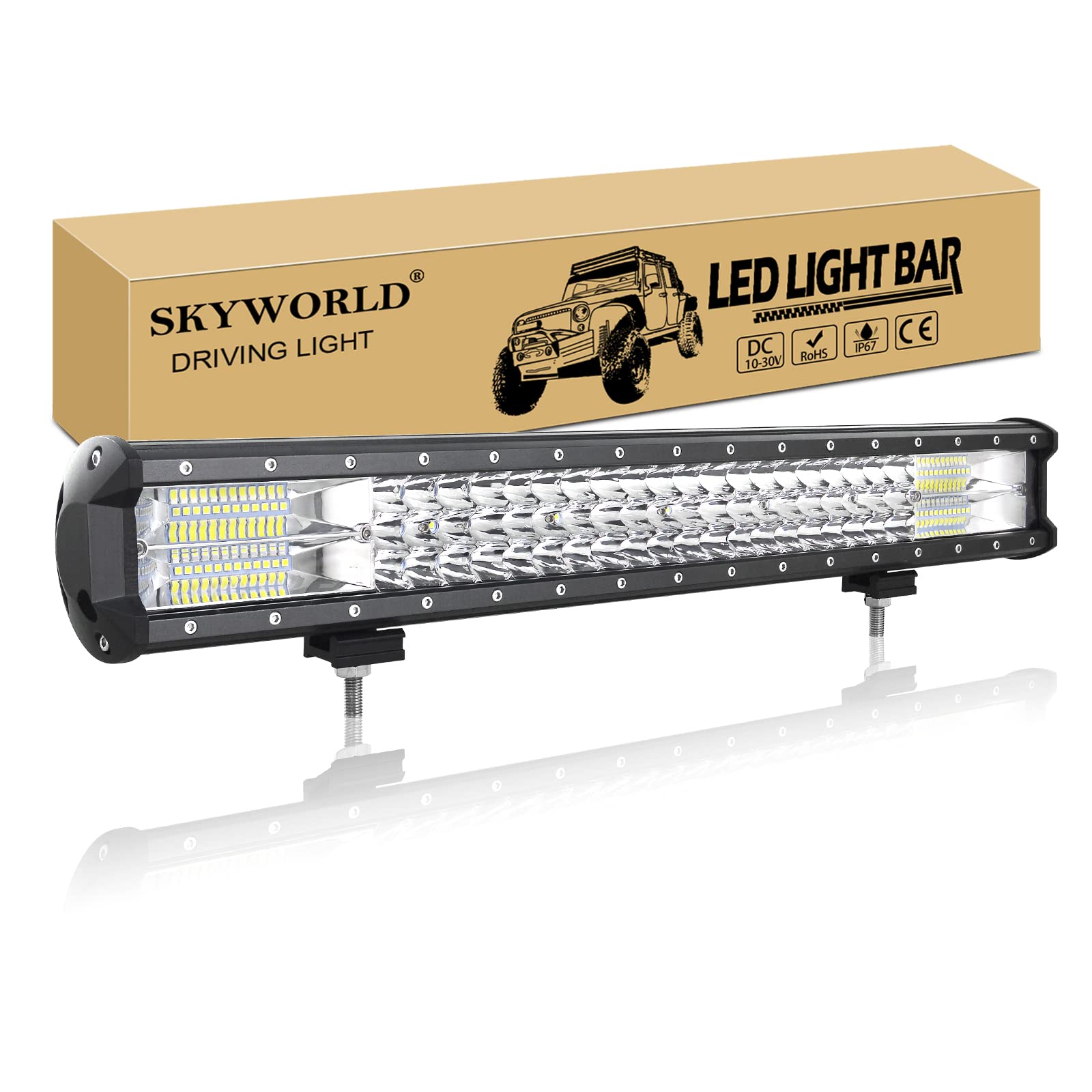 SKYWORLD LED Arbeitsscheinwerfer Bar 59cm 324W Zusatzscheinwerfer 12V 24V IP67 Wasserdicht Flutlicht Reflektor Combo LED Scheinwerfer Arbeitslicht Offroad Lightbar Auto Traktor SUV UTV ATV von SKYWORLD