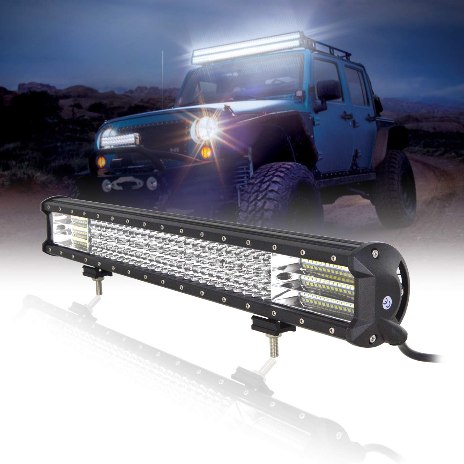 SKYWORLD 23 Zoll Arbeitsscheinwerfer 570W Zusatzscheinwerfer LED Light Bar Auto Scheinwerfer Offroad Flutlicht Spotlight Wasserdicht IP67 12V 24V von SKYWORLD