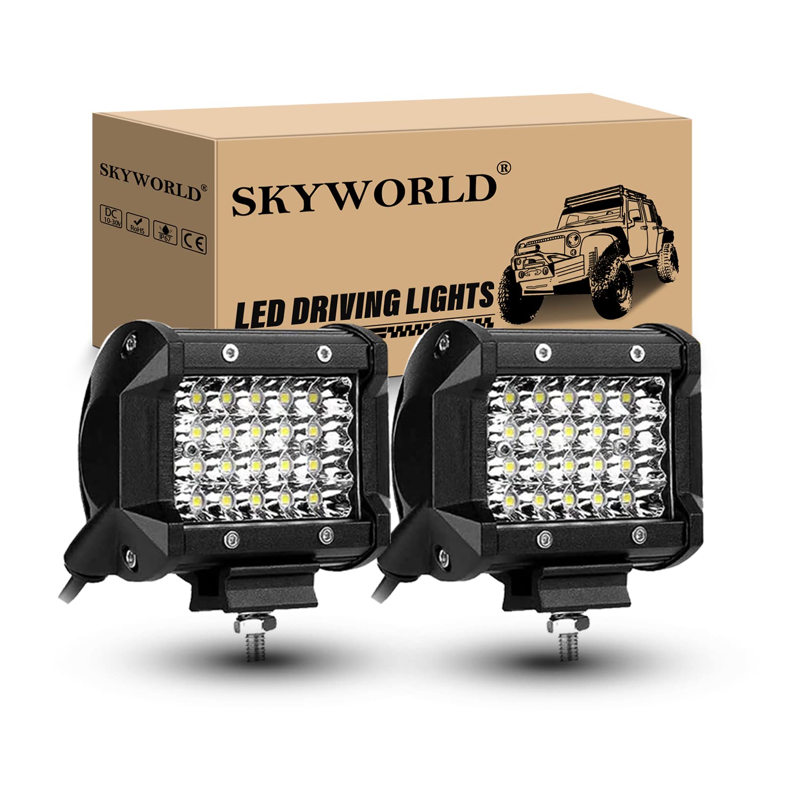 SKYWORLD 2Pcs 4 Zoll 10CM 60W Led Arbeitsscheinwerfer Bar 12V 24V Zusatzscheinwerfer Offroad Scheinwerfer Wasserdicht Led Strahler für 4x4 Auto Off road SUV UTV ATV Traktor Rückfahrscheinwerfer SKYWORLD 2Pcs 4 Zoll 10CM 60W Led Arbeitsscheinwerfer Bar 12V 24V Zusatzscheinwerfer Offroad Scheinwerfer Wasserdicht Led Strahler für 4x4 Auto Off road SUV UTV ATV Traktor Rückfahrscheinwerfer von SKYWORLD