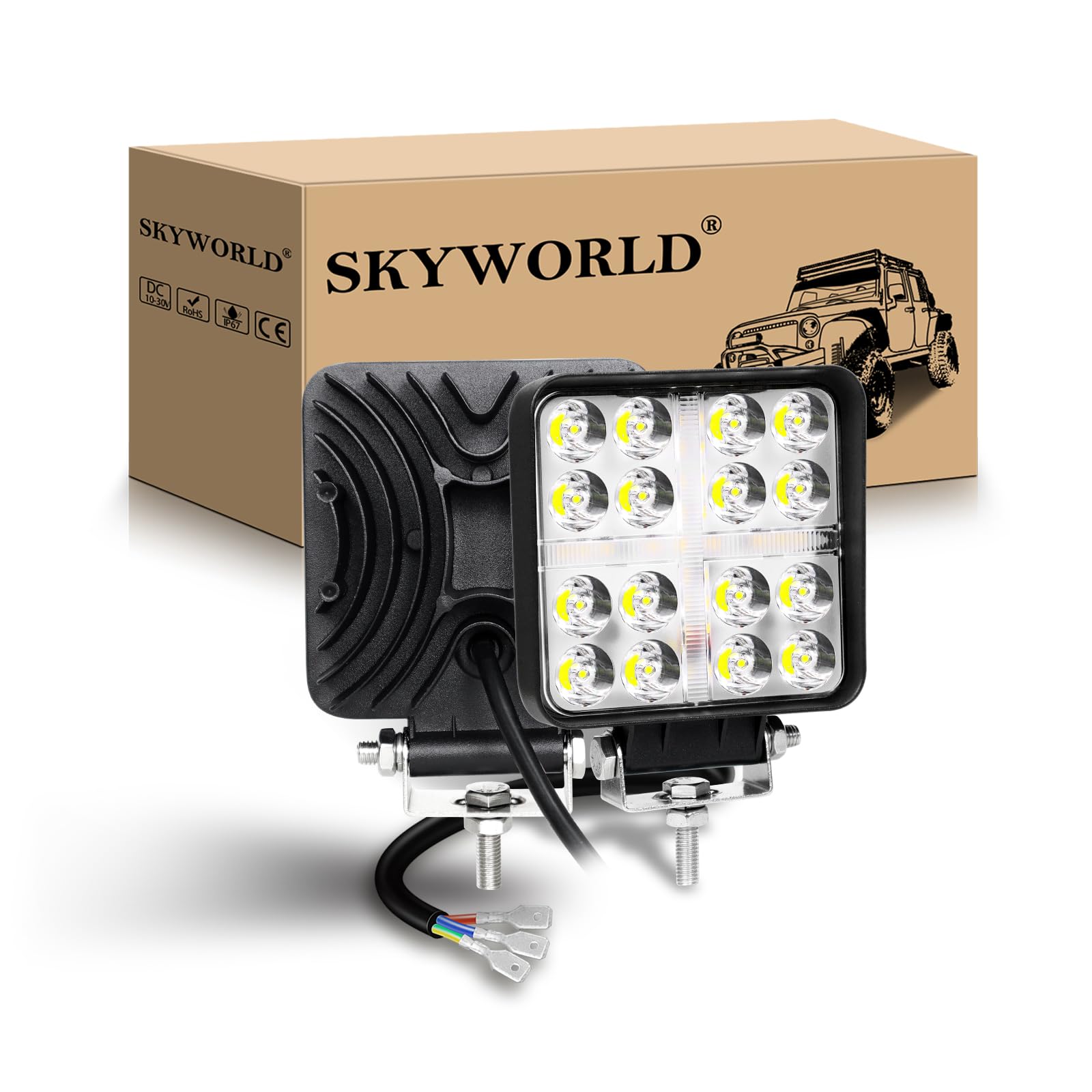 SKYWORLD 2Pcs Auto Quad Scheinwerfer, 4 Zoll 10cm 48W LED Arbeitsscheinwerfer 12V 24V Weißer Bernstein Spot Strahler Offroad Beleuchtung für SUV ATV Traktor KFZ LKW 4x4, Led Nebelscheinwerfer SKYWORLD 2Pcs Auto Quad Scheinwerfer, 4 Zoll 10cm 48W LED Arbeitsscheinwerfer 12V 24V Weißer Bernstein Spot Strahler Offroad Beleuchtung für SUV ATV Traktor KFZ LKW 4x4, Led Nebelscheinwerfer von SKYWORLD