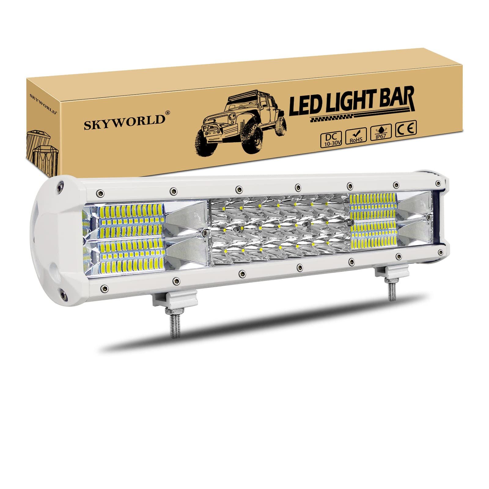 SKYWORLD 38cm 216W LED Arbeitsscheinwerfer Bar Weiß LED Scheinwerfer 12V 24V 6000K Flutlicht Reflektor Combo Arbeitslicht Zusatzscheinwerfer für Auto Offroad Traktor SUV UTV ATV SKYWORLD 38cm 216W LED Arbeitsscheinwerfer Bar Weiß LED Scheinwerfer 12V 24V 6000K Flutlicht Reflektor Combo Arbeitslicht Zusatzscheinwerfer für Auto Offroad Traktor SUV UTV ATV von SKYWORLD