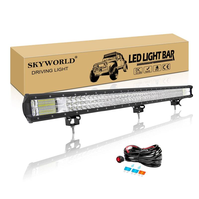 SKYWORLD Led Arbeitsscheinwerfer Bar mit 12V kabelbaum, 39 Zoll 100CM 540W Led bar Offroad Lichtbalken LED Arbeit Licht Bar Wasserdicht für 4x4 Auto SUV UTV ATV LKW Traktor von SKYWORLD