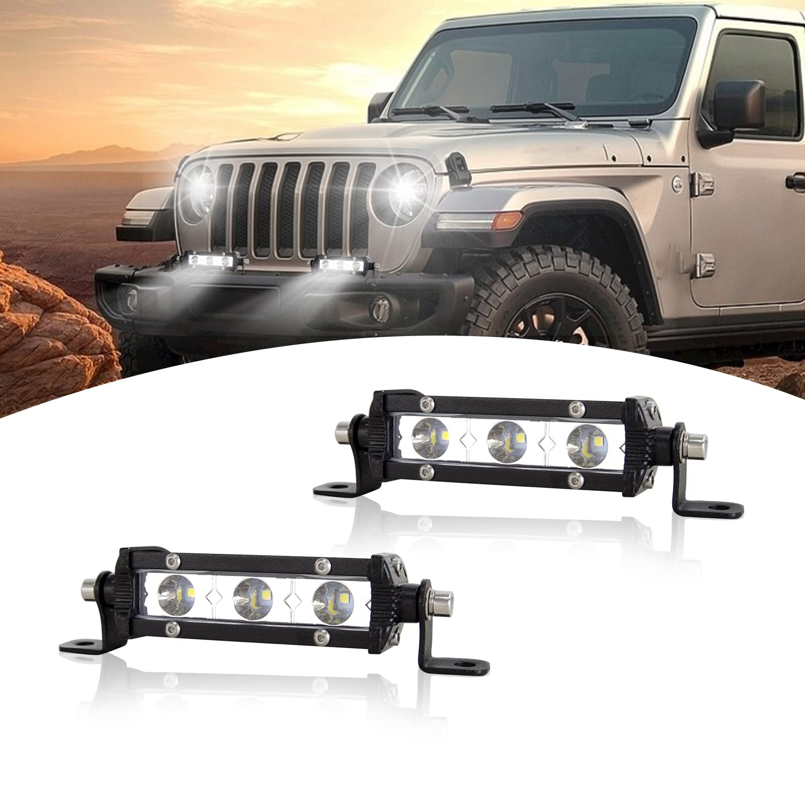 SKYWORLD 4" LED-Lichtleiste 15W Punktstrahl LED-Arbeitsscheinwerferleiste 6000K Einreihige LED-Autolampe für Auto-LKW-Offroad-Fahrlicht Fahrzeuge Atvs Utvs Wasserdicht von SKYWORLD