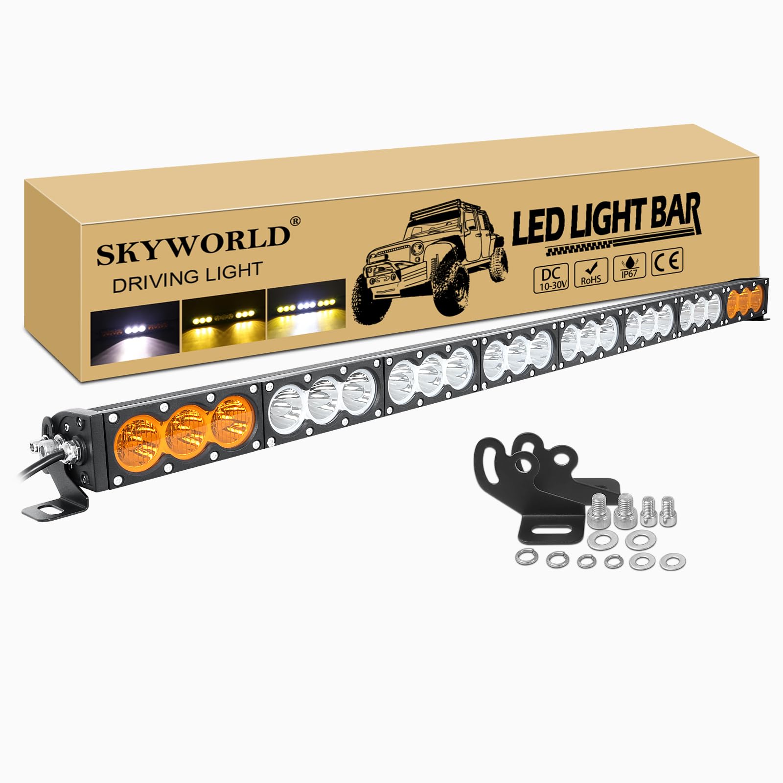 SKYWORLD 44 Zoll 240W Led Arbeitsscheinwerfer Bar Weiß Amber Led Scheinwerfer 12V 24V Zusatzscheinwerfer Offroad Beleuchtung Wasserdicht für 4x4 Auto Traktor SUV ATV UTV Lightbar SKYWORLD 44 Zoll 240W Led Arbeitsscheinwerfer Bar Weiß Amber Led Scheinwerfer 12V 24V Zusatzscheinwerfer Offroad Beleuchtung Wasserdicht für 4x4 Auto Traktor SUV ATV UTV Lightbar von SKYWORLD