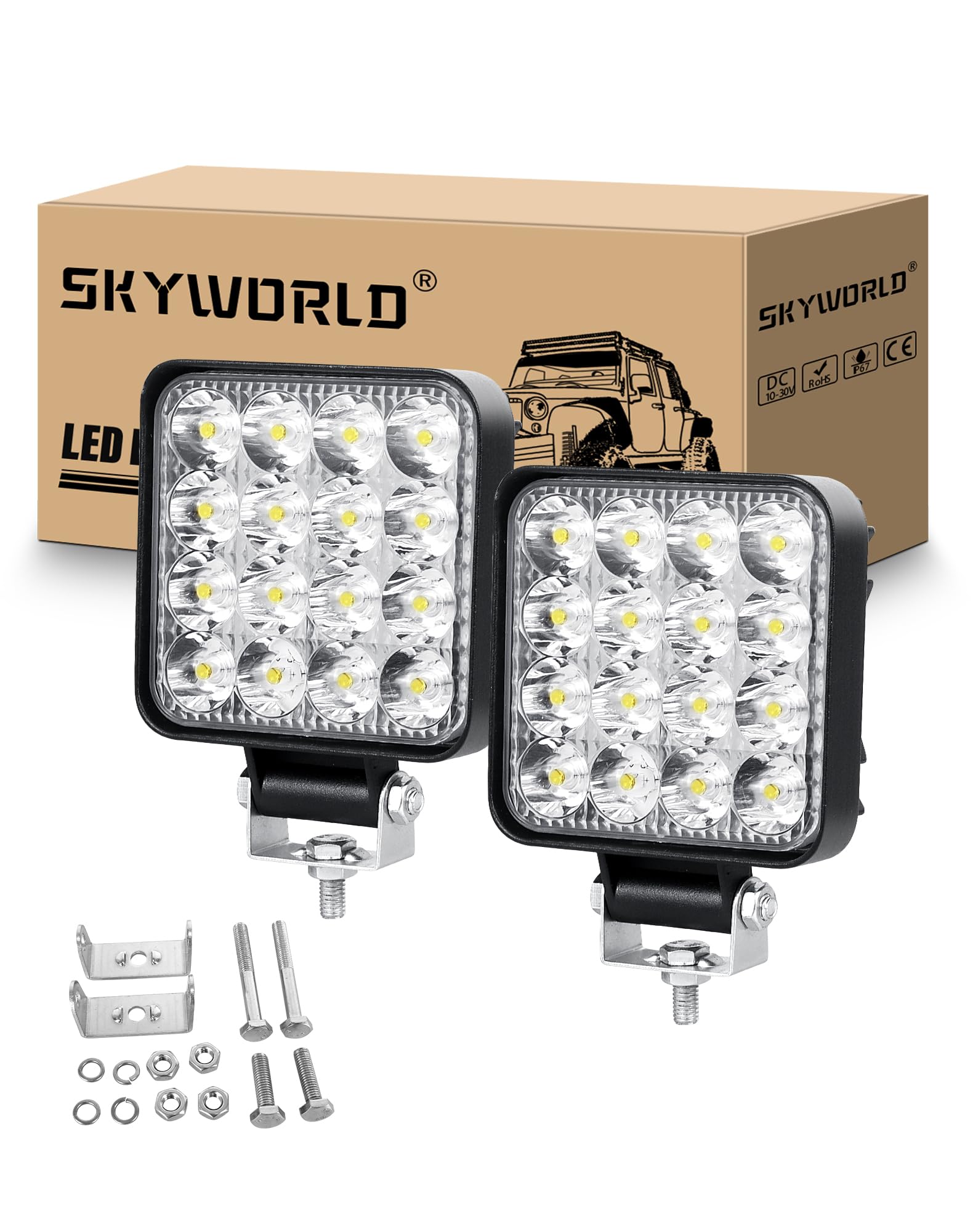 SKYWORLD 48W LED Nebelscheinwerfer 2 Stück,6000K Weiß draußen Scheinwerfer Spotlight Wasserdicht IP67 LED Offroad Zusatzscheinwerfer für Bagger Traktoren Schlepper Gabelstapler ATV Lkw offroad 4x4 SKYWORLD 48W LED Nebelscheinwerfer 2 Stück,6000K Weiß draußen Scheinwerfer Spotlight Wasserdicht IP67 LED Offroad Zusatzscheinwerfer für Bagger Traktoren Schlepper Gabelstapler ATV Lkw offroad 4x4 von SKYWORLD