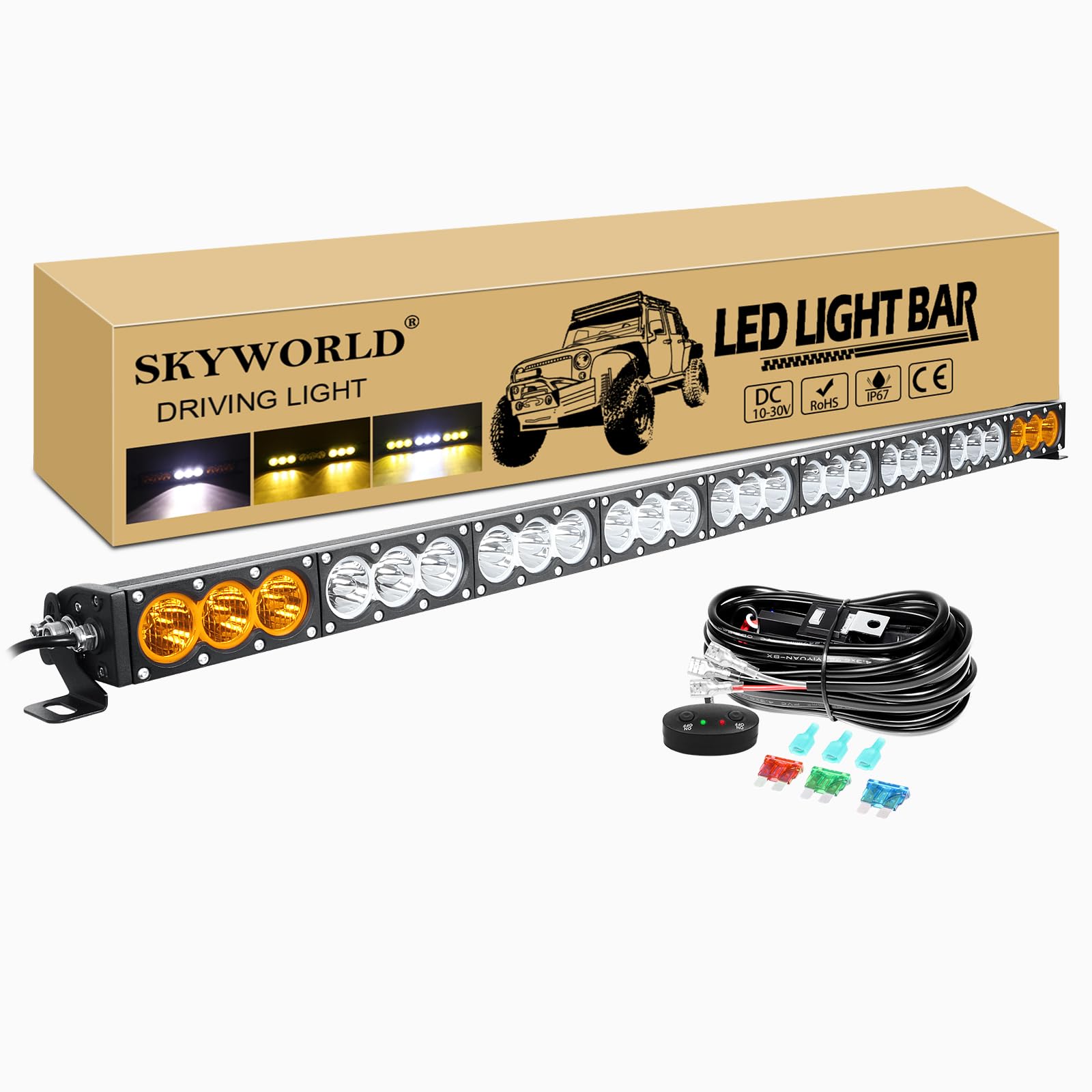 SKYWORLD 49" 123cm 270W Led Arbeitsscheinwerfer Bar mit 12V Kabelbaum kit, Weiß Amber Led Arbeit Licht Bar Offroad Zusatzscheinwerfer für Auto ATV LKW KFZ Traktor Fahrzeuge 4x4 lightbar SKYWORLD 49" 123cm 270W Led Arbeitsscheinwerfer Bar mit 12V Kabelbaum kit, Weiß Amber Led Arbeit Licht Bar Offroad Zusatzscheinwerfer für Auto ATV LKW KFZ Traktor Fahrzeuge 4x4 lightbar von SKYWORLD