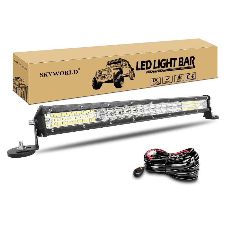 SKYWORLD 50cm 180W LED Zusatzscheinwerfer Auto mit 12V Kabelbaum Kit, Magnet halterungen, Flutlicht Reflektor Combo Offroad Beleuchtung led arbeitsscheinwerfer bar für Auto SUV UTV ATV KFZ LKW 4x4 von SKYWORLD