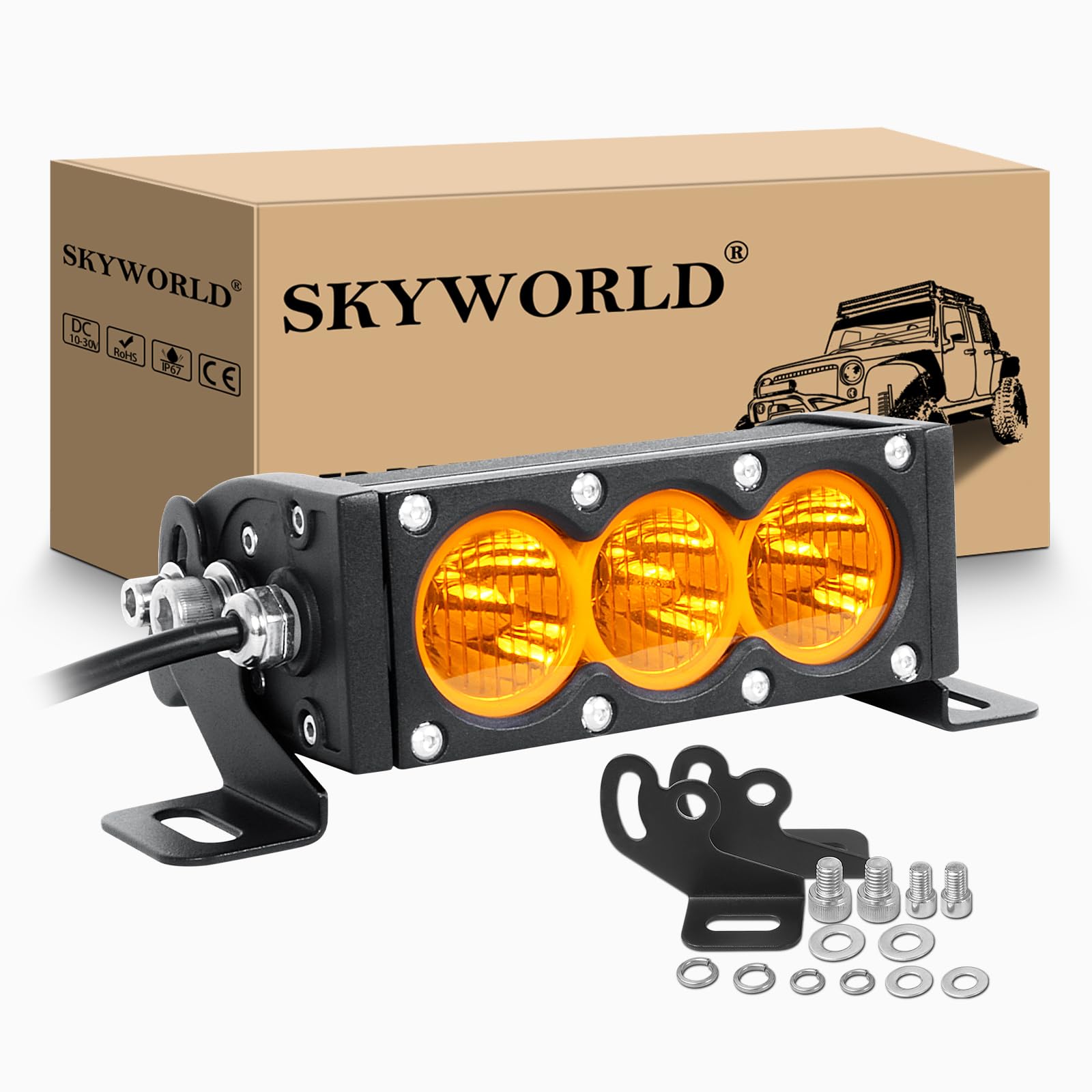 SKYWORLD 6 Zoll 30W Led Arbeitsscheinwerfer Bar Flutlicht Led Scheinwerfer 12V 24V Zusatzscheinwerfer Auto Wasserdicht Rückfahrscheinwerfer für 4x4 Traktor Offroad SUV ATV UTV, 3000K Amber SKYWORLD 6 Zoll 30W Led Arbeitsscheinwerfer Bar Flutlicht Led Scheinwerfer 12V 24V Zusatzscheinwerfer Auto Wasserdicht Rückfahrscheinwerfer für 4x4 Traktor Offroad SUV ATV UTV, 3000K Amber von SKYWORLD